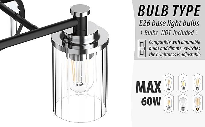 PHIXART Bathroom Lighting Fixtures Black and Chrome Bathroom Vanity Light - Image 6