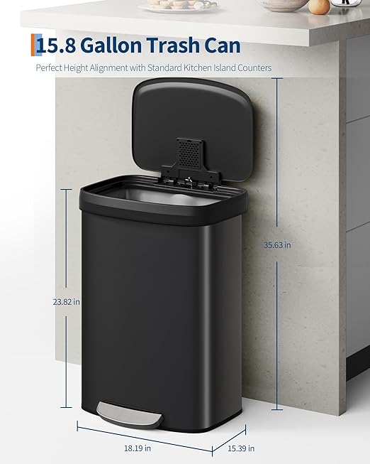 Garvee 16 gal / 60 L Metal Trash Can - Image 2