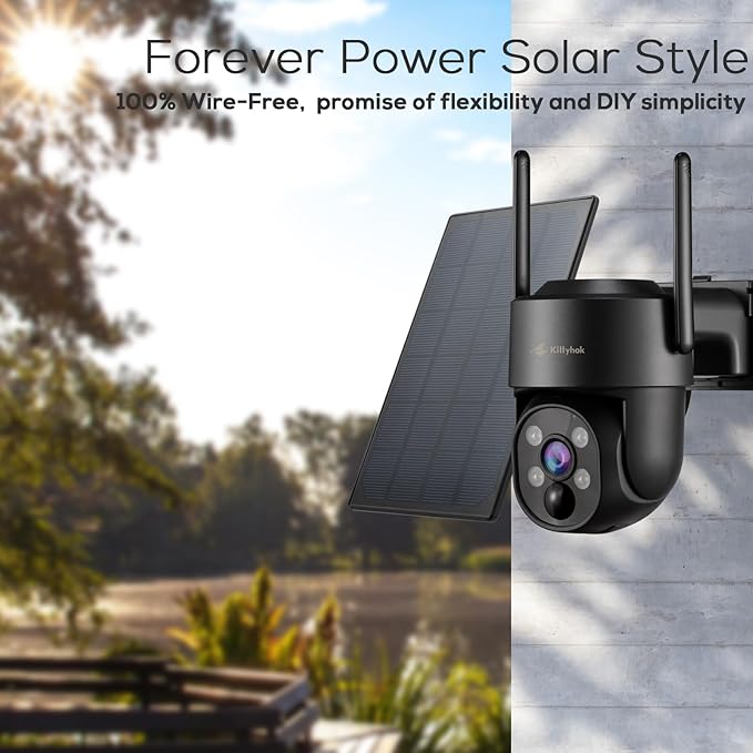 Kittyhok Black Solar Security Cameras Wireless Outdoor System, 5G/2.4G WiFi - Image 2