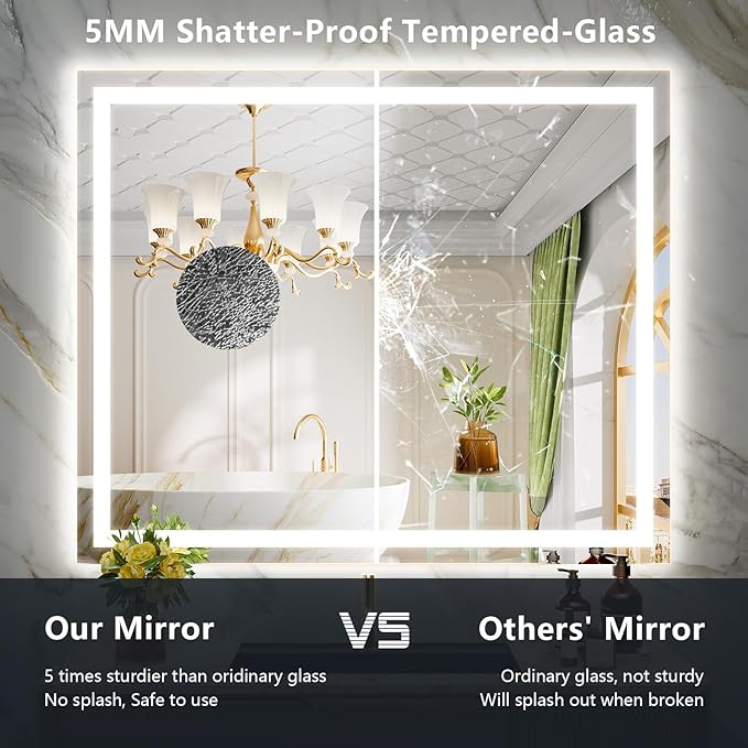 YEELAIT 51x40 Inch LED Bathroom Mirror - Image 6