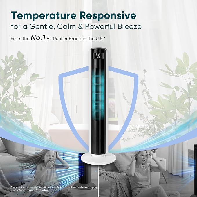 LEVOIT Tower Fan for Bedroom, 25ft/s Velocity Standing Fan - Image 2