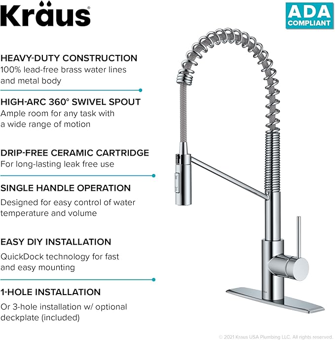 KRAUS Oletto Commercial Style Single Handle Pull Down Kitchen Faucet - Image 11