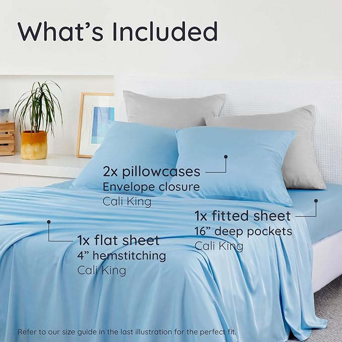 Bambaw California King Sheet Set 4pcs – 100% Viscose Derived from Bamboo Sheets - Image 2