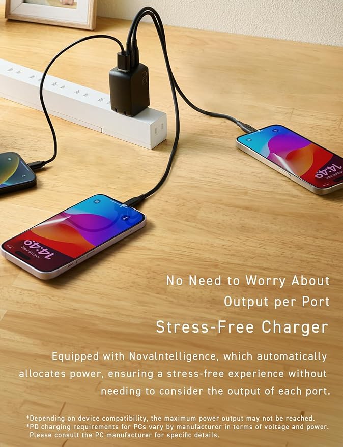 CIO 65W USB C Charger Block, Max 67W GaN Fast Charging Brick w/Dual Type-C - Image 6