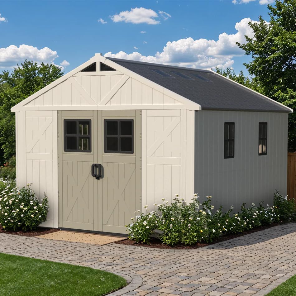 patiowell 10x12 ft resin outdoor storage shed with, main product view