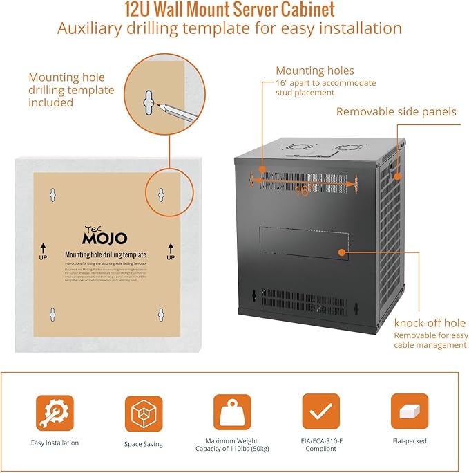 Tecmojo 12U Wall Mount Rack Network Cabinet - Image 5