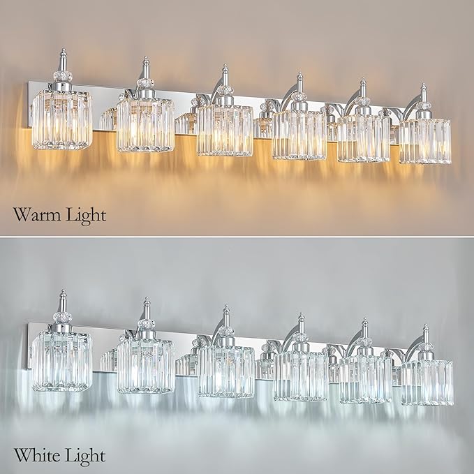 BBLLWJ 6 Light Bathroom Vanity Light Modern Chrome Vanity Light Fixtures - Image 2