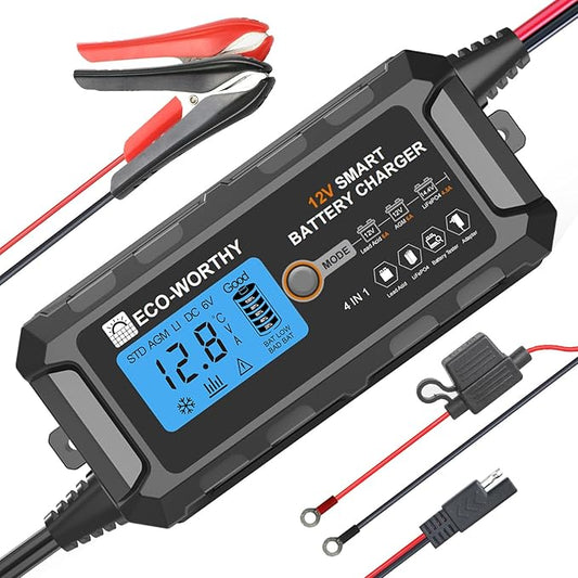 ECO-WORTHY 12V 5A Automatic Smart Battery Charger and Maintainer LCD Display by ECO-WORTHY