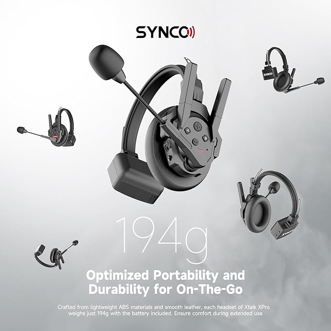 SYNCO XTALK XPro2 Wireless Intercom Headset System, 2.4 GHz 1640FT/500M Full - Image 9