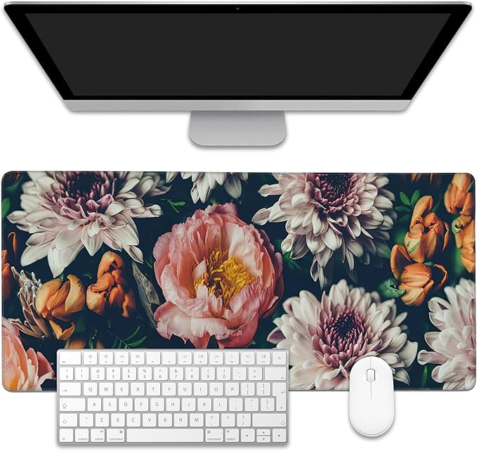 EOBKLAX Vintage Beautiful Flowers Desk Mat, Large Gaming Mouse Pad, Non-Slip by EOBKLAX