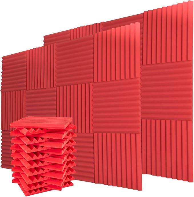 Saiqiang Acoustic Foam Panels 24 Pack 1 x 12x 12 Inches Soundproof Wall Panels by Saiqiang