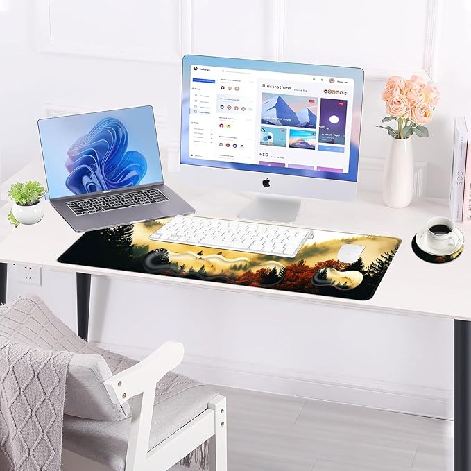 BFUKVOU Large Keyboard Mouse Pad Set, Extended Mouse Pad+Keyboard Wrist Rest - Image 3