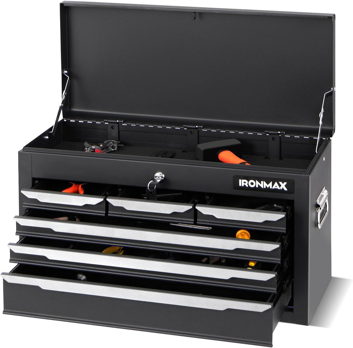 ironmax 24" lockable metal tool box with 6, main product view