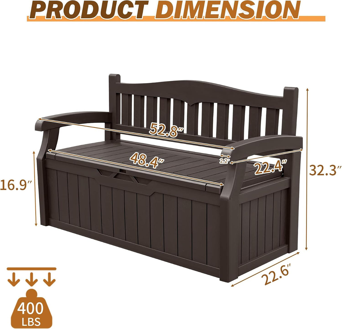devoko 80 gallon storage bench deck box lockable, package contents