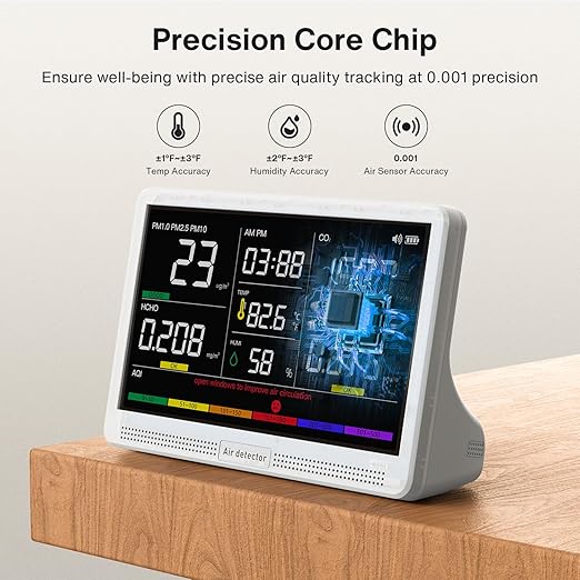 Upgrade Extended 12-Hour Battery Life 16 in 1 Air Quality Monitor Indoor - Image 6