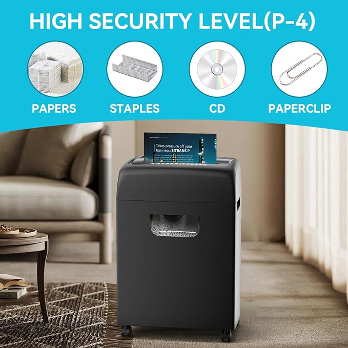Paper Shredder, 18-Sheet High Security Level P-4 Heavy Duty Paper/Card Shredder - Image 3