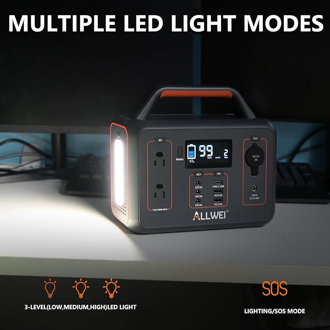 ALLWEI Portable Power Station 300W, 280Wh Solar Generator - Image 4