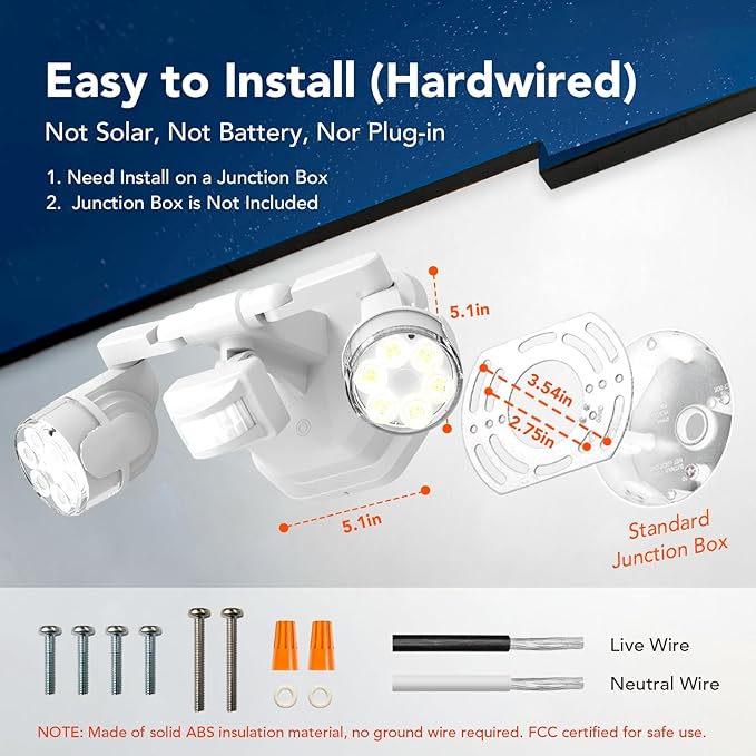 OREiN Motion Sensor Outdoor Lights, 450° Superwide Adjustment Dimmable Dusk to - Image 6