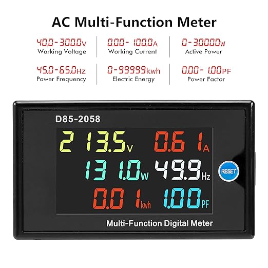 DROK AC Multimeter, AC 40-300V 100A 110V/220V Voltage Current Power Factor - Image 2