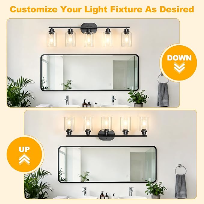Unicozin 5 Light Bathroom Light Fixtures, 33.5 Inch Vanity Lights - Image 3