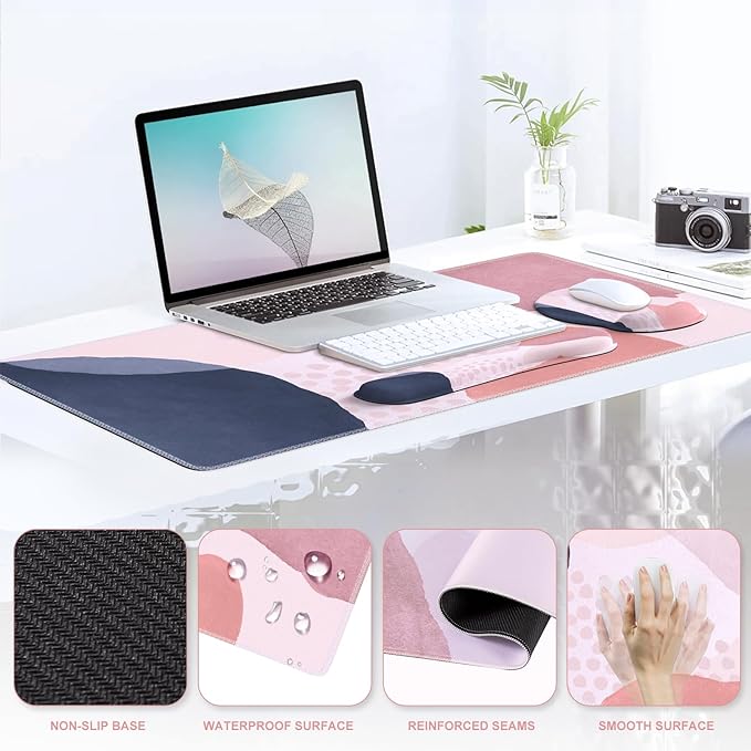 iCasso Desk Mat, Gaming Mouse Pad Wrist Support Set, XXL Large Mousepad + - Image 6