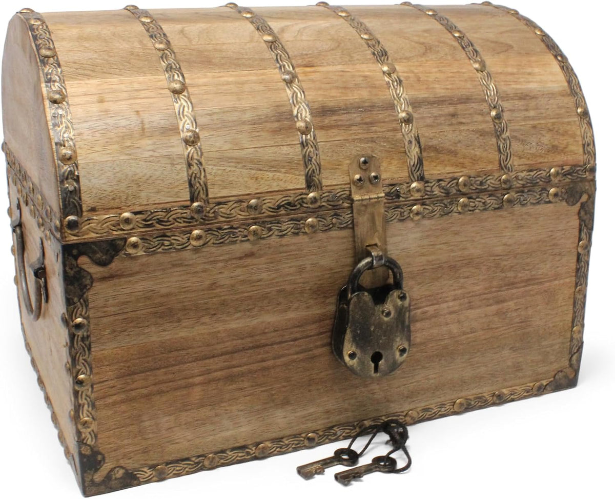 nautical cove antiqued finished wood treasure chest with, main product view