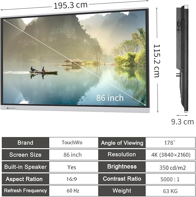 TouchWo 86" Touchscreen Monitor Smart Board, 4K Interactive Presentation - Image 7