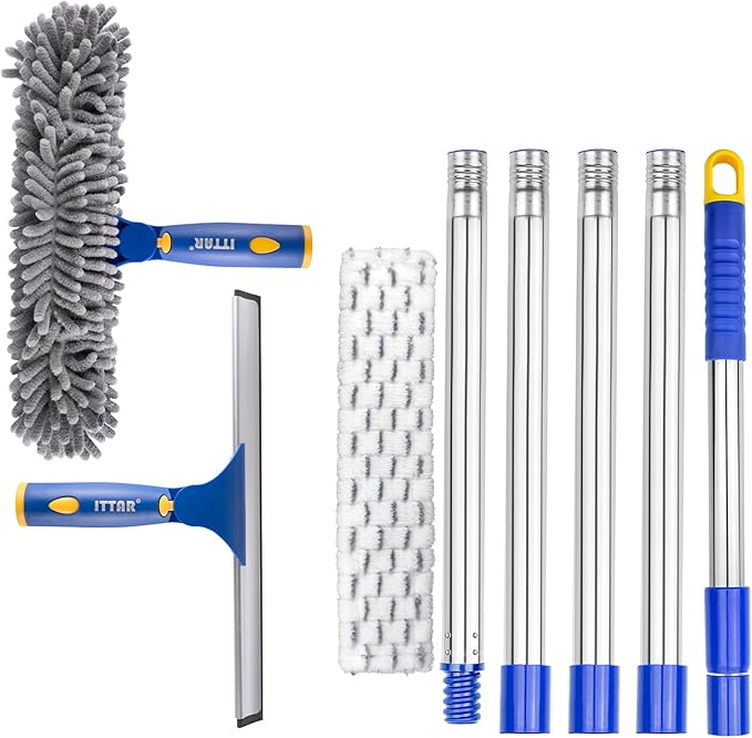 ITTAR Professional Window Cleaning Squeegee Kit, 7.15 Ft High Reach Cleaner Tool by ITTAR