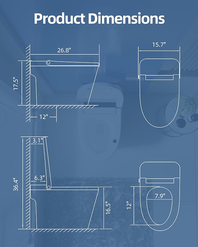 Luoware Smart Toilet, One Piece Toilet - Image 9