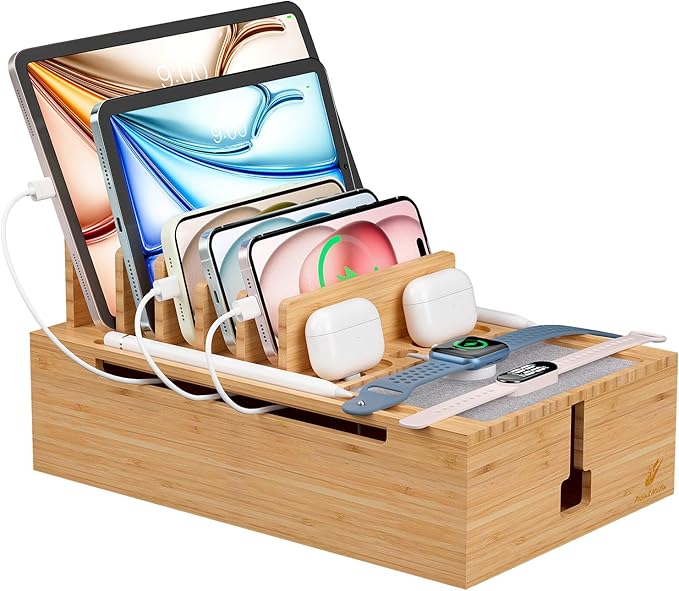 Pezin & Hulin Bamboo Charging Station, Electronic Devices Organizer by PezinHulin