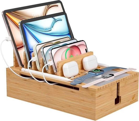 Pezin & Hulin Bamboo Charging Station, Electronic Devices Organizer by PezinHulin