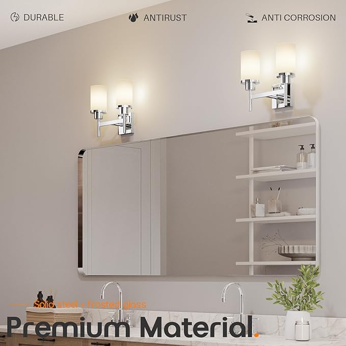 AONEON Vanity Lights Polished Chrome Bathroom Light Fixtures - Image 3