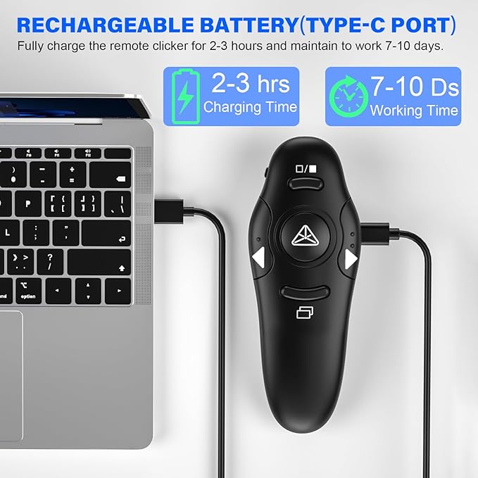 2-in-1 USB Type C Presentation Clicker Wireless Presenter Remote Clicker - Image 4