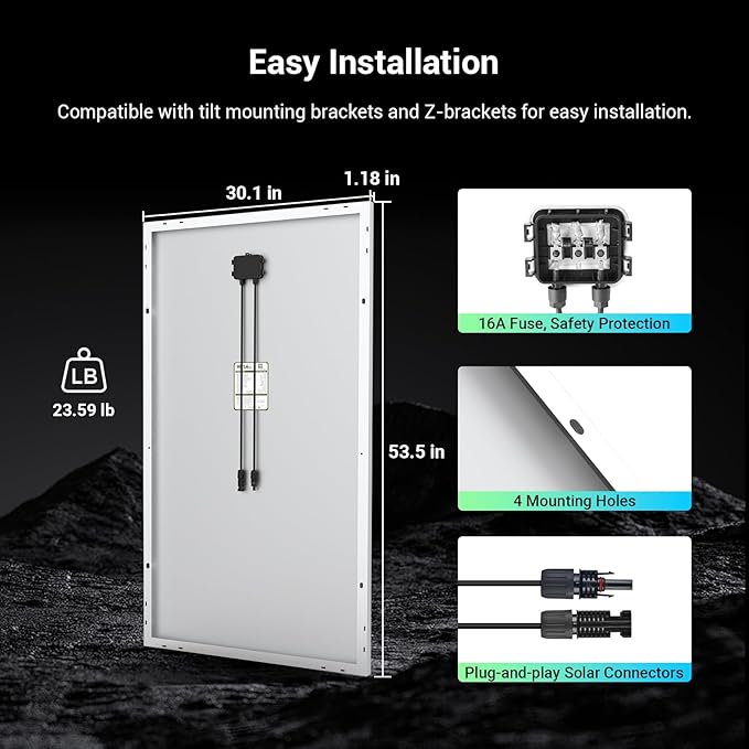 HQST 200W Solar Panel, 9BB Monocrystalline Solar Panels - Image 6