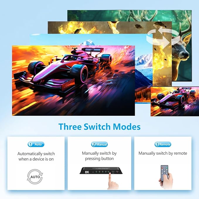 iArkPower 8K HDMI Switch 4 in 1 Out 4K@120Hz HDMI Switcher Support HDR10+ - Image 5