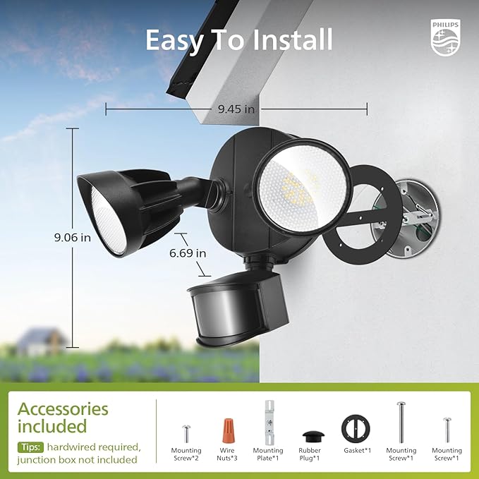 Philips 44W 4200 lm LED Security Light Outdoor w/PIR Motion Sensor, 5000K - Image 6
