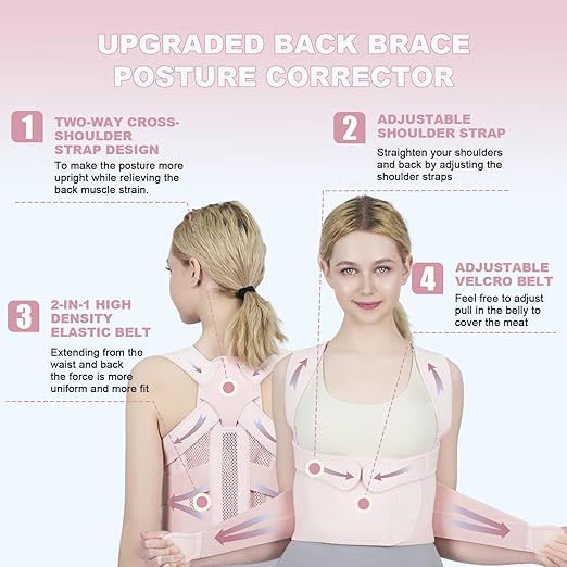 Posture Corrector for Women and Men Upgraded Back Brace, Adjustable Back - Image 3