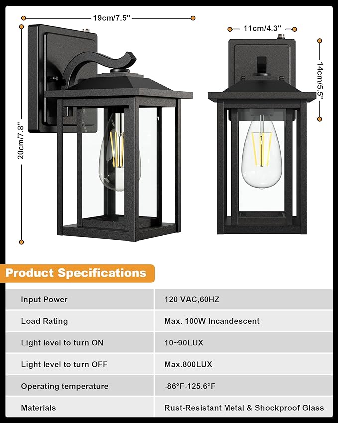 LTBLIGHT Dusk to Dawn Outdoor Lighting, Modern Black Waterproof Exterior Wall - Image 6