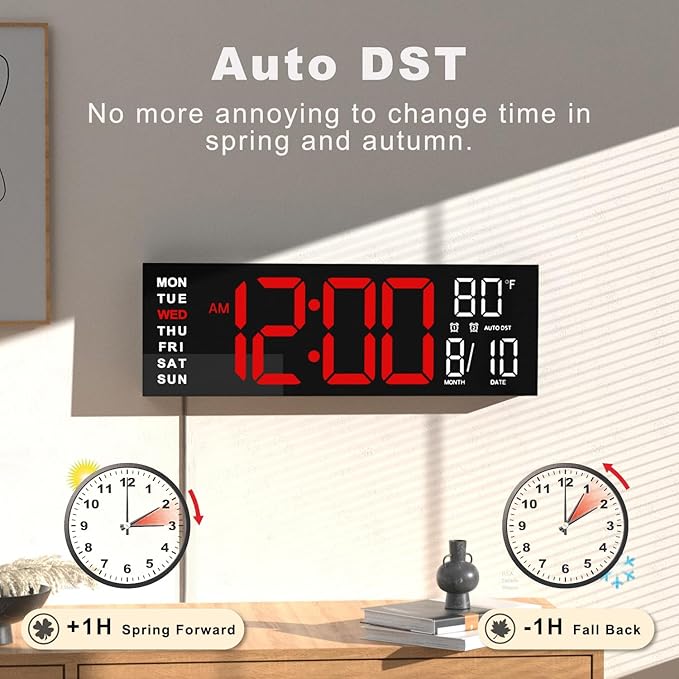 JALL 16" Large Digital Wall Mount Clock, Count Down Timer, Big LED, RGB Color - Image 5