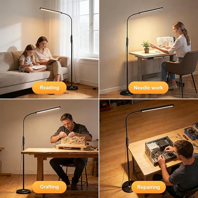 dujunlinghang Bright LED Eye-Protecting Reading Floor Lamps Touch and Remote - Image 2