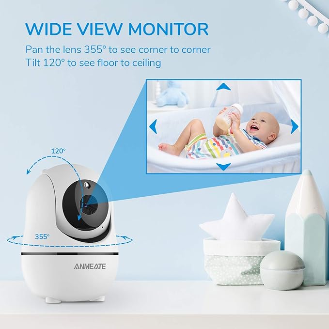 ANMEATE Baby Monitor with Remote Pan-Tilt-Zoom Camera, Large Display Video Baby - Image 3