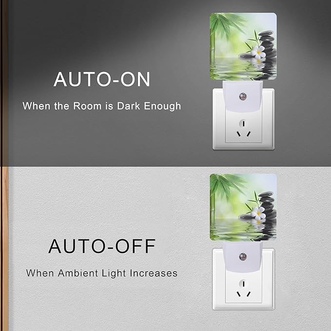 Smoaffly Zen Stones Bamboo Tree Jasmine Flower Spa Night Light Plug-in LED - Image 5