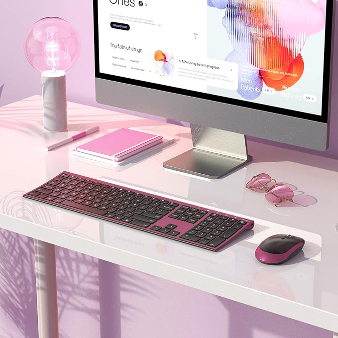 Rechargeable Wireless Keyboard and Mouse Combo, Vssoplor 2.4GHz Ultra Quiet & - Image 4