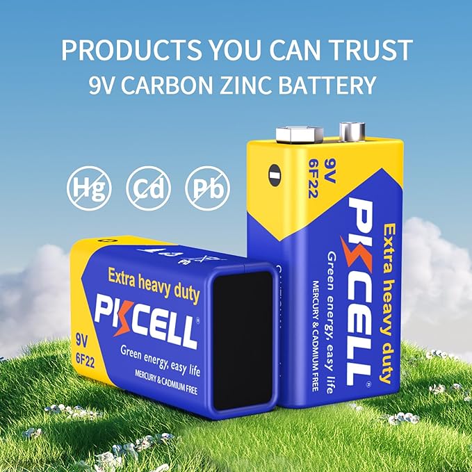 PKCELL 9V Batteries, 2 Pack 9 Volt Batteries Carbon Zinc, 9V Battery - Image 6