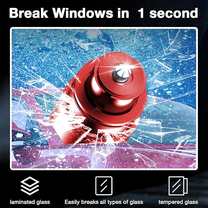 MOTORBUDDY Car Window Breaker Tool, 2-in-1 Window Breaker Seatbelt Cutter - Image 2