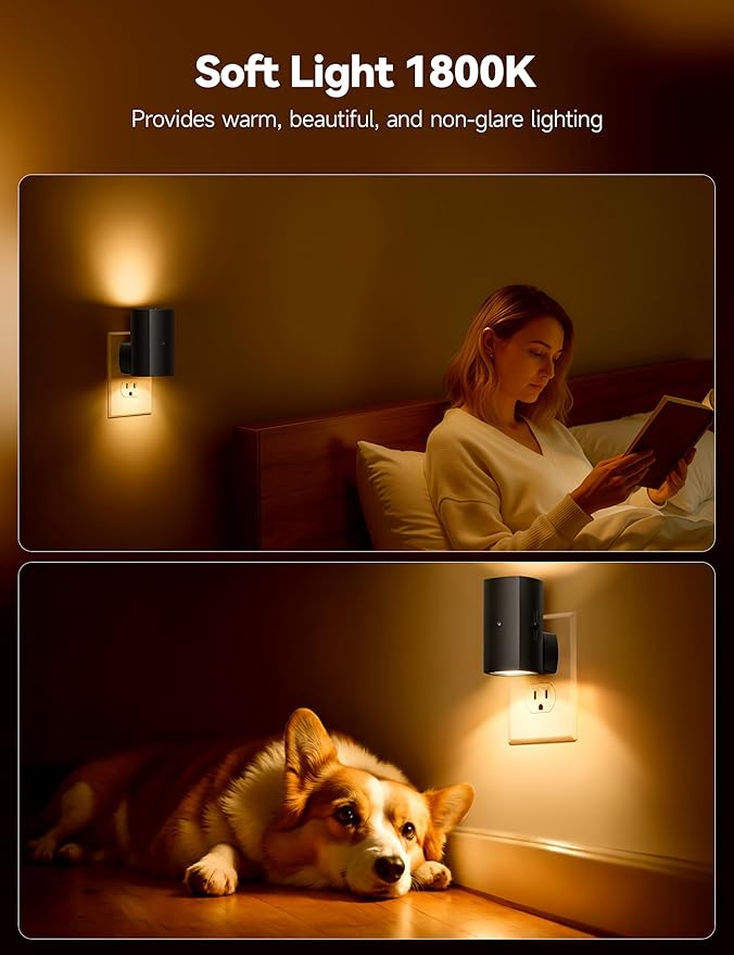 Brightown 2 Pack Black White Night Lights Plug into Wall, Modern Night Light - Image 5