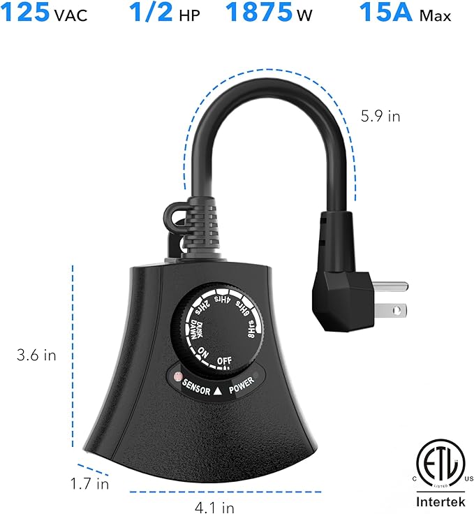 HBN Outdoor Light Timer Waterproof, Weatherproof Photocell Dusk to Dawn Light - Image 8