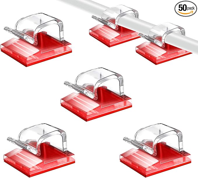 SOULWIT 50 Pcs Self Adhesive Cable Management Clips, Cable Organizers Sticky by SOULWIT