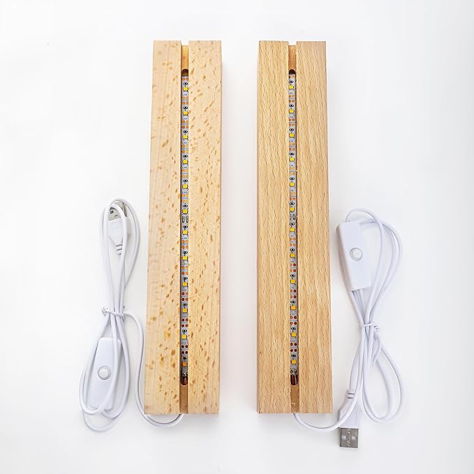 ZEERSHEE 2 Pcs 9.4 Inch Wooden Rectangle LED Light Display Pedestal - Image 2