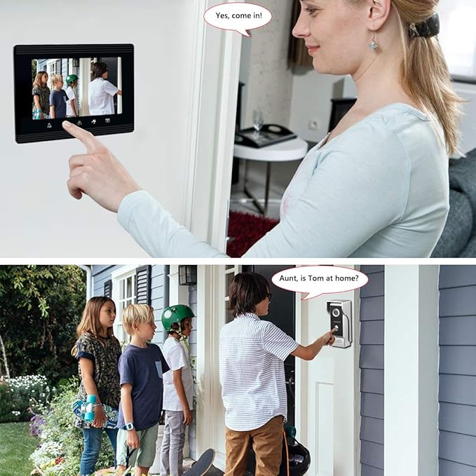 AMOCAM Video Intercom System, 7 Inches Monitor Wired Video Door Phone Doorbell - Image 2